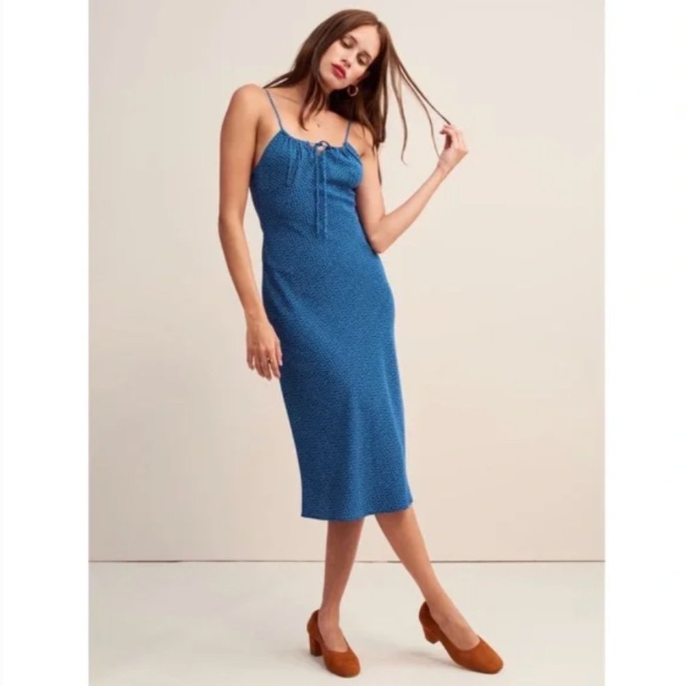 Vintage Rouje Daria dress in blue with white dots size 34 (XS) - Picture 2 of 5